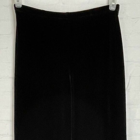 Tadashi Black Velvet Pants Womens Size M Wide Leg Pull On Velour Trousers - Picture 2 of 11